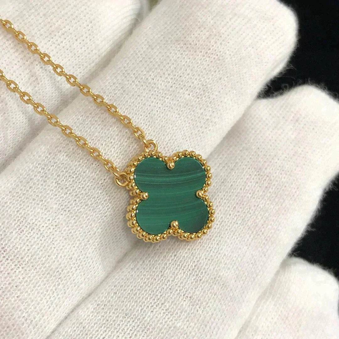 ¡®Glow Jewelry¡¯CLOVER 15MM MALACHITE SINGLE FLOWER  NECKLACE