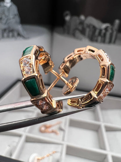 [Glow Jewelry]SERPENTI MALACHITE PINK GOLD EARRINGS