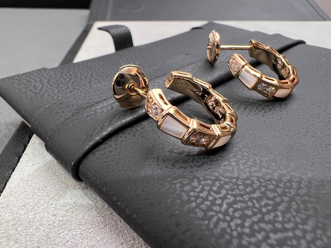 [Glow Jewelry]SERPENTI MOP PINK GOLD EARRINGS