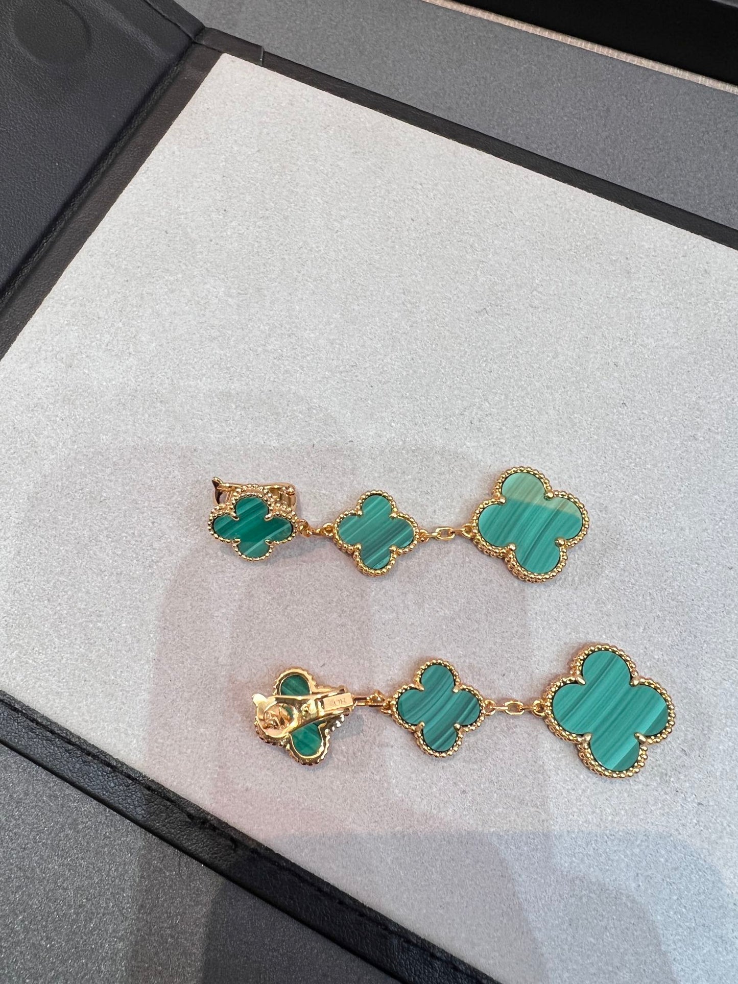 [Glow Jewelry]CLOVER MALACHITE 3 MOTIFS GOLD