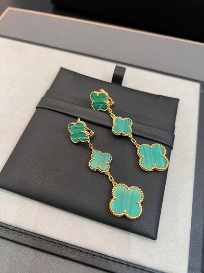 [Glow Jewelry]CLOVER MALACHITE 3 MOTIFS GOLD