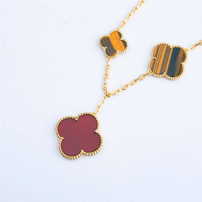[Glow Jewelry]CLOVER BRACELET 5 MOTIFS CARNELIAN TIGER EYE