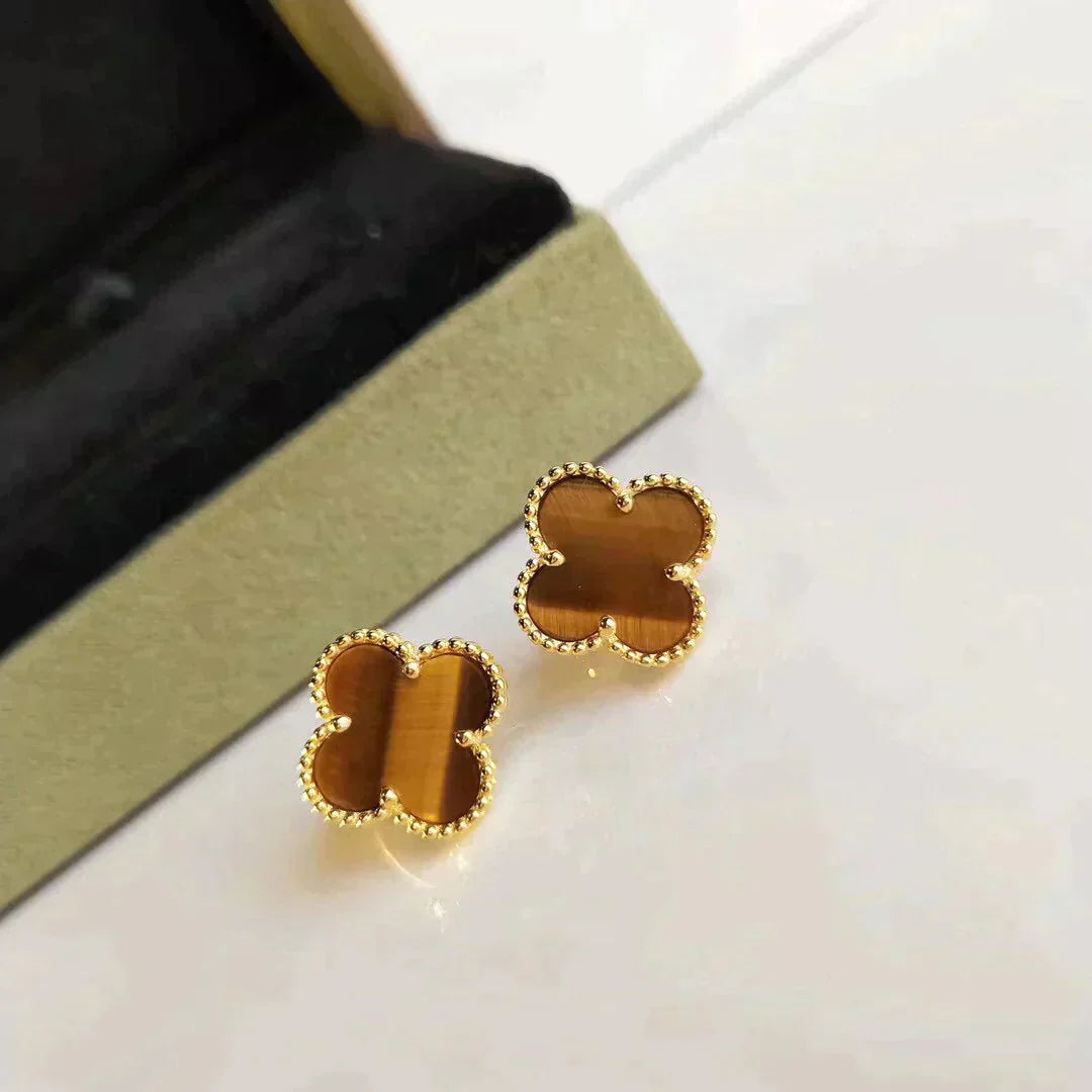 ¡®Glow Jewelry¡¯CLOVER MEDIUM 1 MOTIFS TIGER EYE EARRINGS