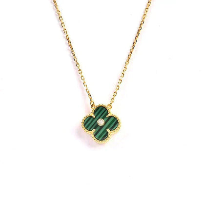 [Glow Jewelry]CLOVER 15MM DIAMOND TURQUOISE NECKLACE
