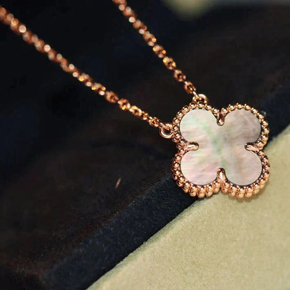 [Glow Jewelry]CLOVER 15MM  GRAY MOTHER OF PEARL NECKLACE