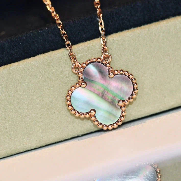 [Glow Jewelry]CLOVER 15MM  GRAY MOTHER OF PEARL NECKLACE