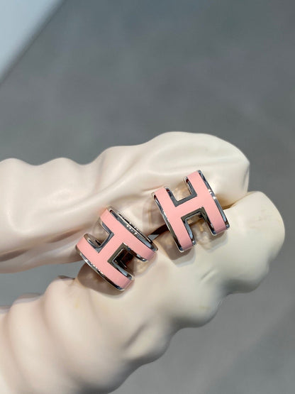 [Glow Jewelry]MINI POP H SILVER EARRINGS PINK