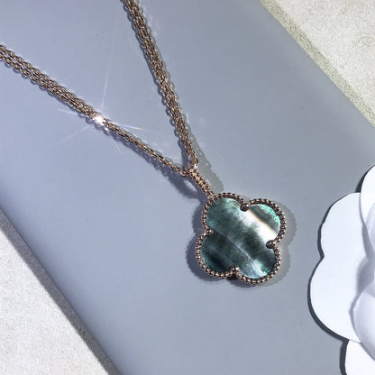 [Glow Jewelry]CLOVER 25MM GOLD DARK MOP BIG CLOVER NECKLACE