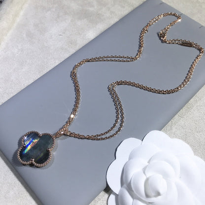 ¡®Glow Jewelry¡¯CLOVER 25MM GOLD DARK MOP BIG CLOVER NECKLACE