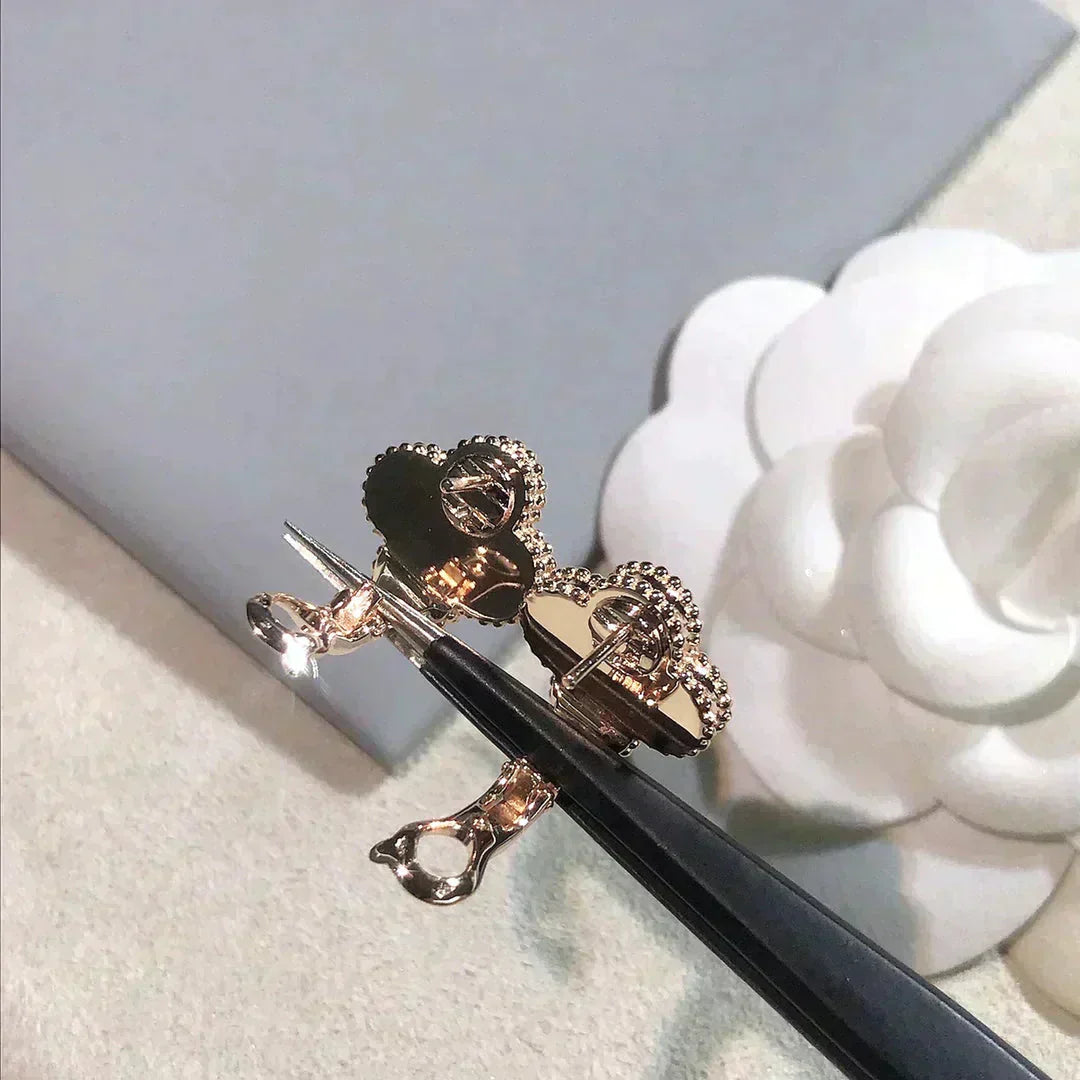 ¡®Glow Jewelry¡¯CLOVER MEDIUM 1 MOTIFS  PINK MOP DIAMOND EARRINGS
