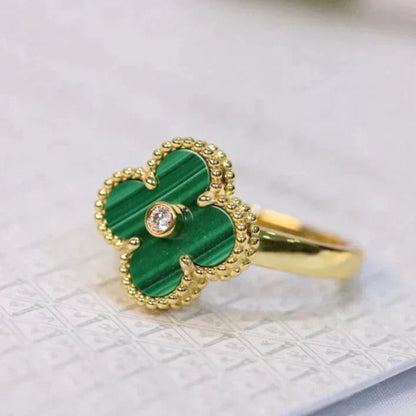 [Glow Jewelry]CLOVER MALACHITE RING GOLD DIAMOND
