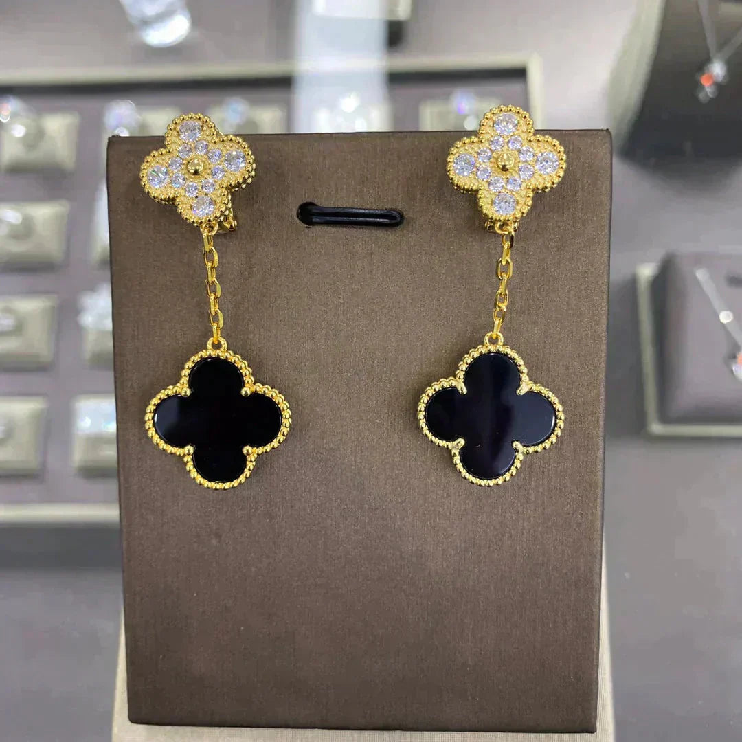 ¡®Glow Jewelry¡¯CLOVER  2 MOTIFS  DIAMOND  EARRINGS (MULTIPLE CHOICESç´