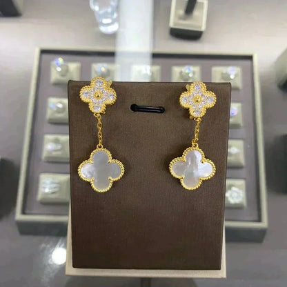 [Glow Jewelry]CLOVER  2 MOTIFS  DIAMOND  EARRINGS (MULTIPLE CHOICESç´