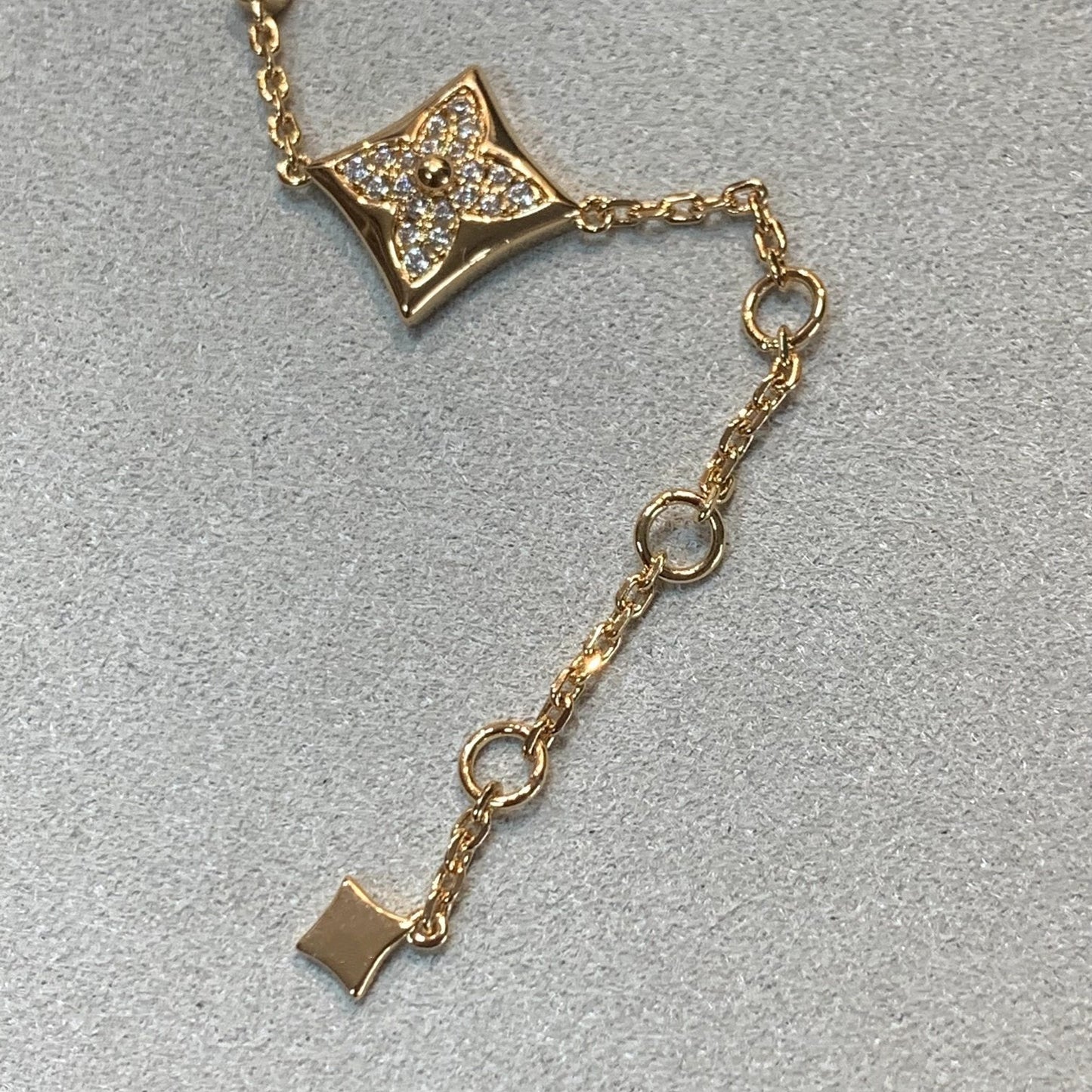 [Glow Jewelry]STAR AND SUN 4 MOTIFS GOLD DIAMONDS BRACELET
