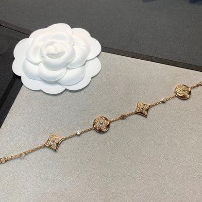 ¡®Glow Jewelry¡¯STAR AND SUN 4 MOTIFS GOLD DIAMONDS BRACELET