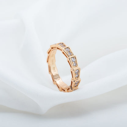 [Glow Jewelry]SERPENTI RING PINK GOLD DIAMOND PAVED 3MM