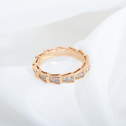 [Glow Jewelry]SERPENTI RING PINK GOLD DIAMOND PAVED 3MM