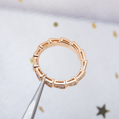 [Glow Jewelry]SERPENTI RING PINK GOLD DIAMOND PAVED 3MM