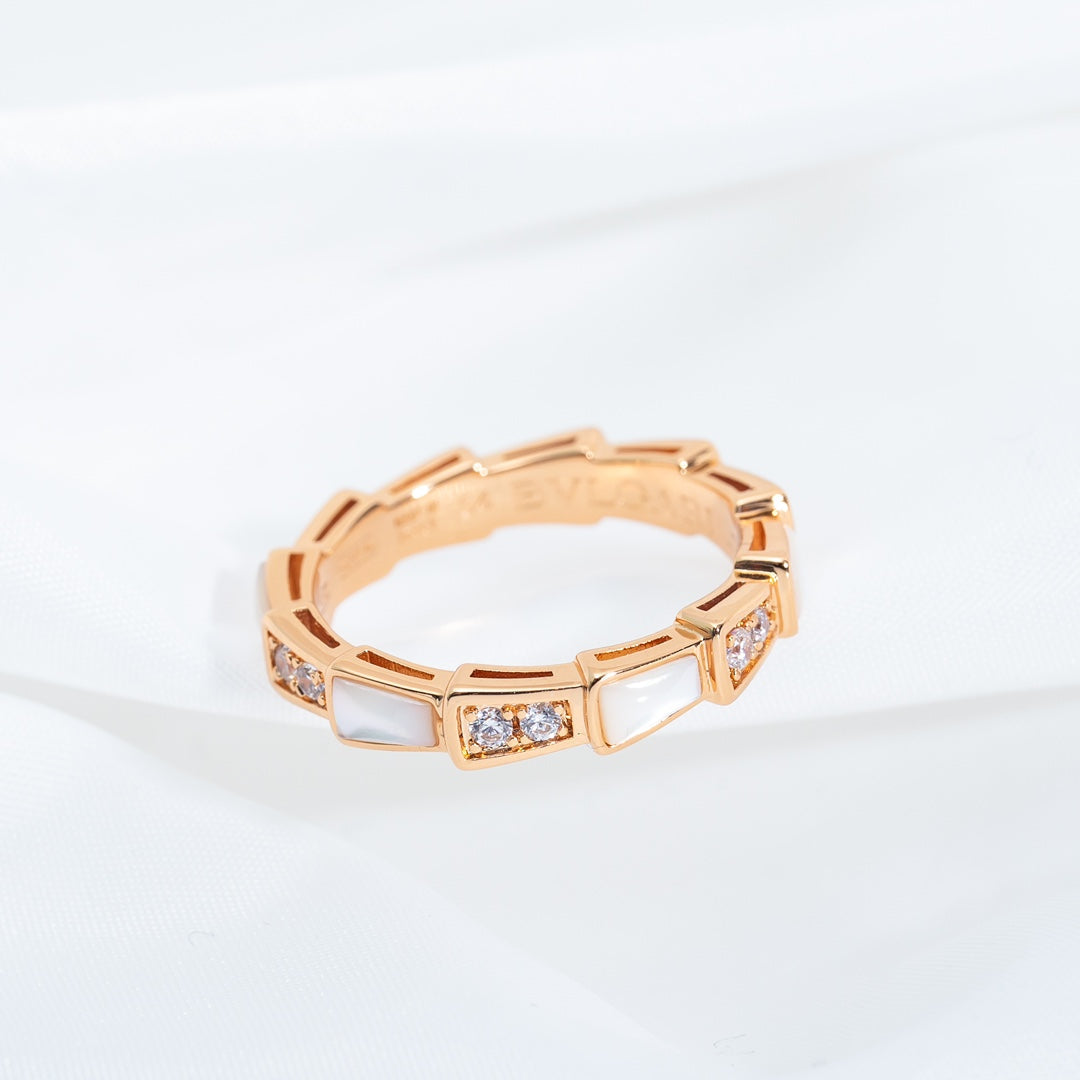 [Glow Jewelry]SERPENTI RING PINK GOLD DIAMOND MOP 3MM