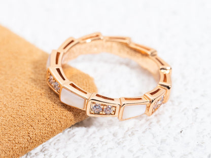 [Glow Jewelry]SERPENTI RING PINK GOLD DIAMOND MOP 3MM