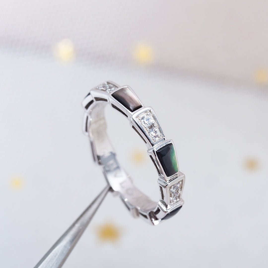 [Glow Jewelry]SERPENTI RING SILVER  DIAMOND BLACK MOP 3MM