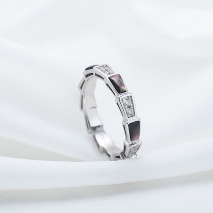 [Glow Jewelry]SERPENTI RING SILVER  DIAMOND BLACK MOP 3MM