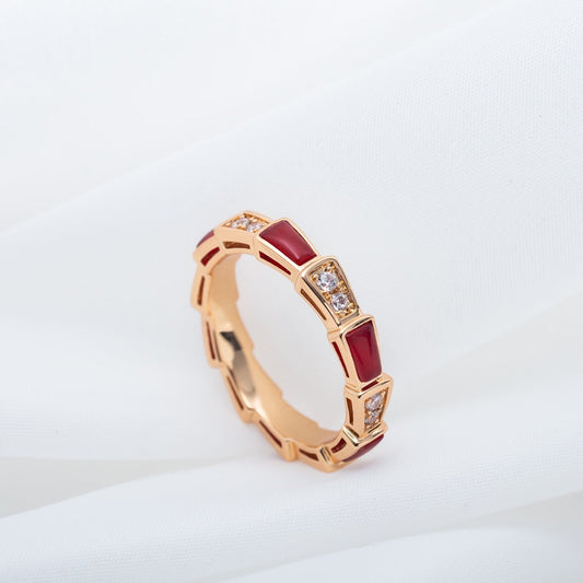 [Glow Jewelry]SERPENTI RING PINK GOLD CARNELIAN DIAMOND 3MM