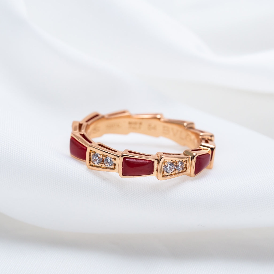 [Glow Jewelry]SERPENTI RING PINK GOLD CARNELIAN DIAMOND 3MM