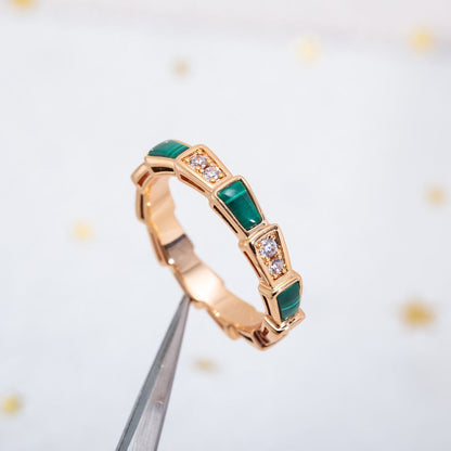 [Glow Jewelry]SERPENTI RING PINK GOLD MALACHITE DIAMOND 3MM