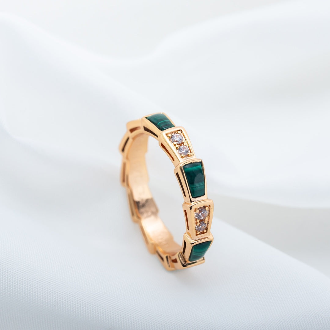 [Glow Jewelry]SERPENTI RING PINK GOLD MALACHITE DIAMOND 3MM