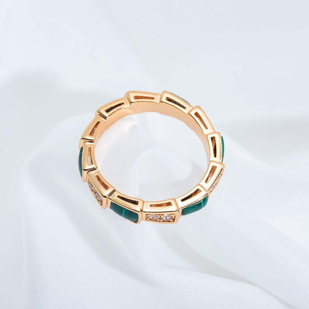 [Glow Jewelry]SERPENTI RING PINK GOLD MALACHITE DIAMOND 3MM