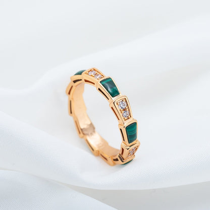 [Glow Jewelry]SERPENTI RING PINK GOLD MALACHITE DIAMOND 3MM