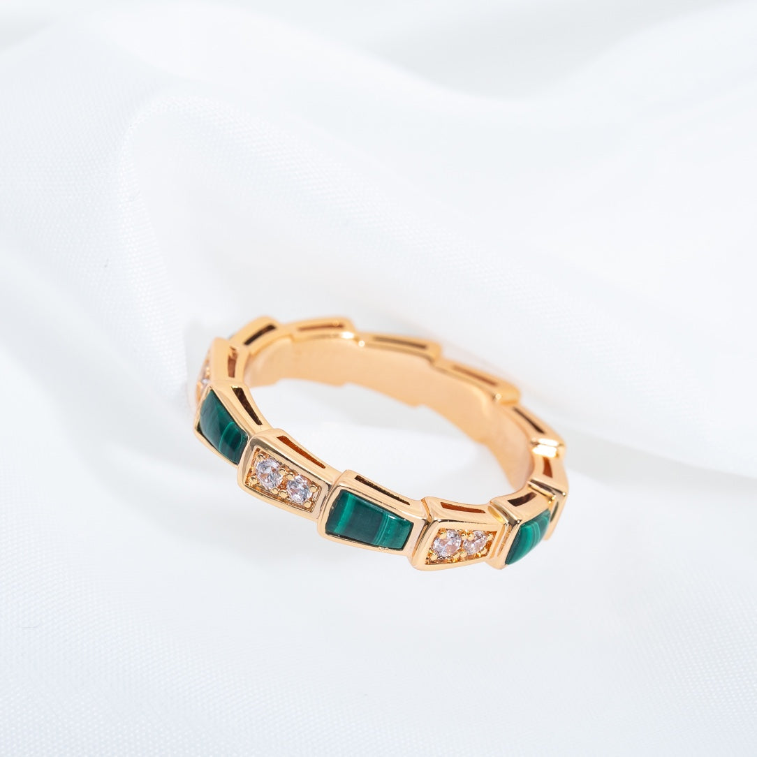 [Glow Jewelry]SERPENTI RING PINK GOLD MALACHITE DIAMOND 3MM