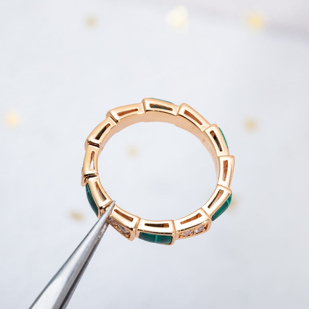 [Glow Jewelry]SERPENTI RING PINK GOLD MALACHITE DIAMOND 3MM