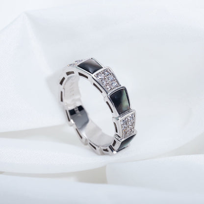 [Glow Jewelry]SERPENTI RING SILVER DIAMOND BLACK MOP 4MM