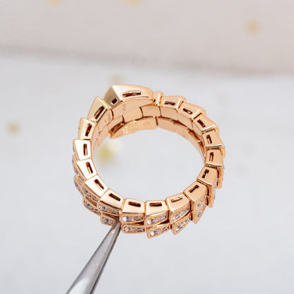 [Glow Jewelry]SERPENTI RING PINK GOLD DIAMOND DOUBLE ROW