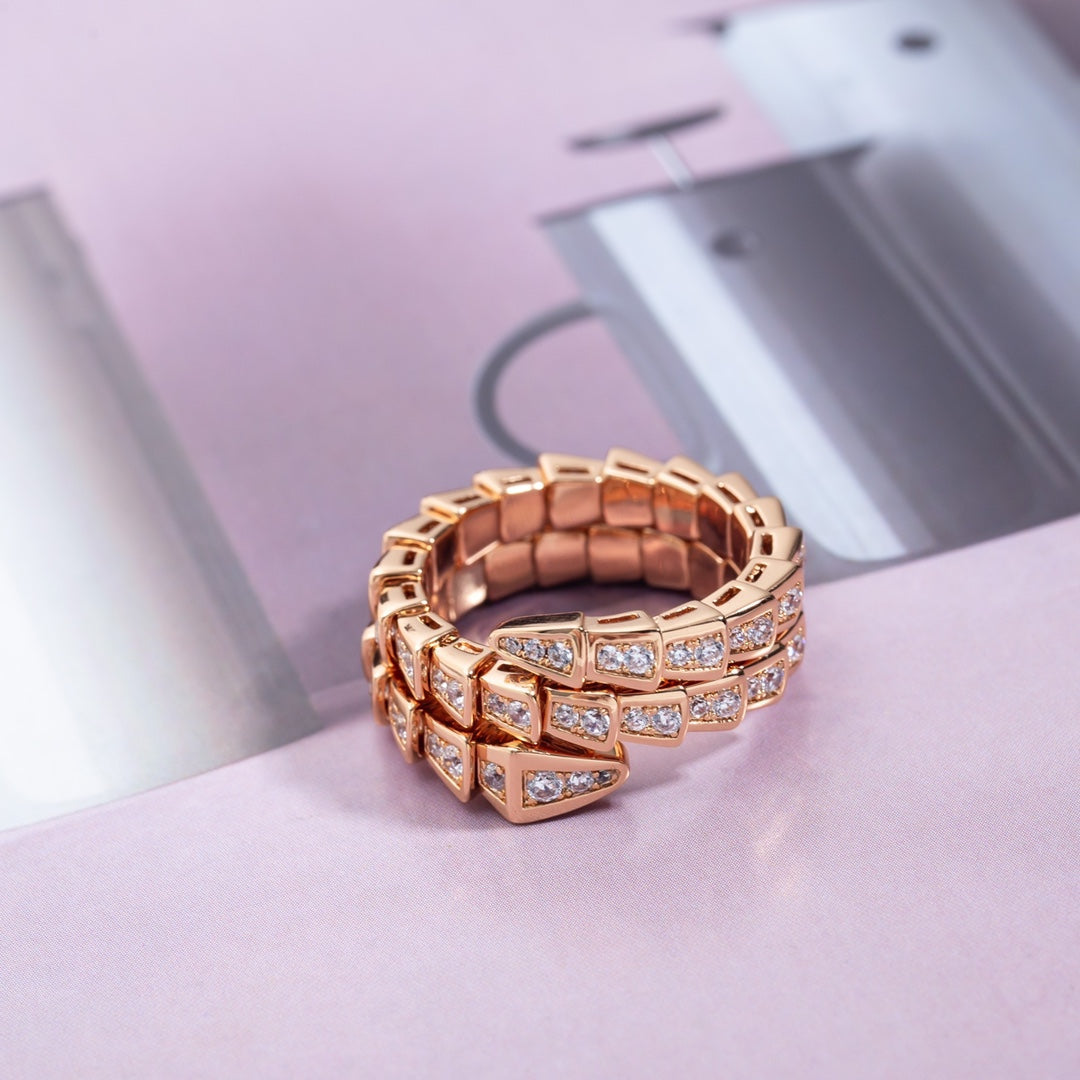 [Glow Jewelry]SERPENTI RING PINK GOLD DIAMOND DOUBLE ROW