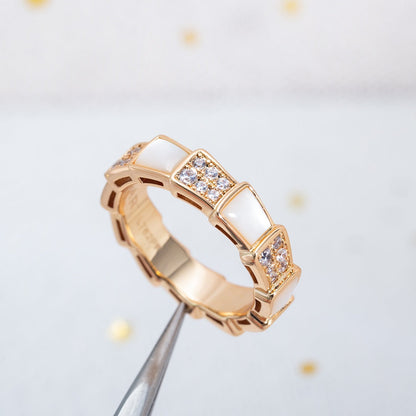 [Glow Jewelry]SERPENTI RING PINK GOLD MOP DIAMOND PAVED 4MM