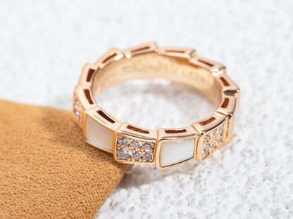 [Glow Jewelry]SERPENTI RING PINK GOLD MOP DIAMOND PAVED 4MM