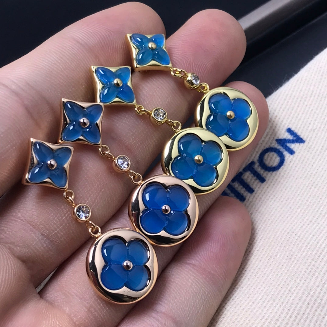 [Glow Jewelry]STAR AND SUN AGATE DIAMOND EARRINGS