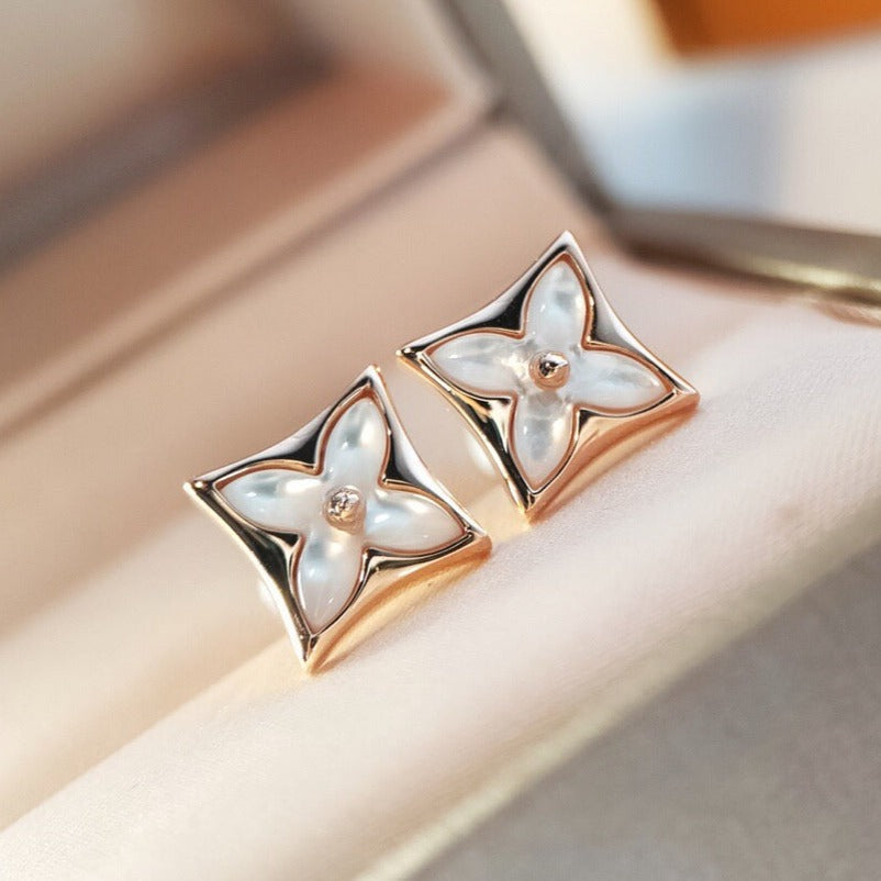 [Glow Jewelry]STAR MOP PINK GOLD EARRINGS