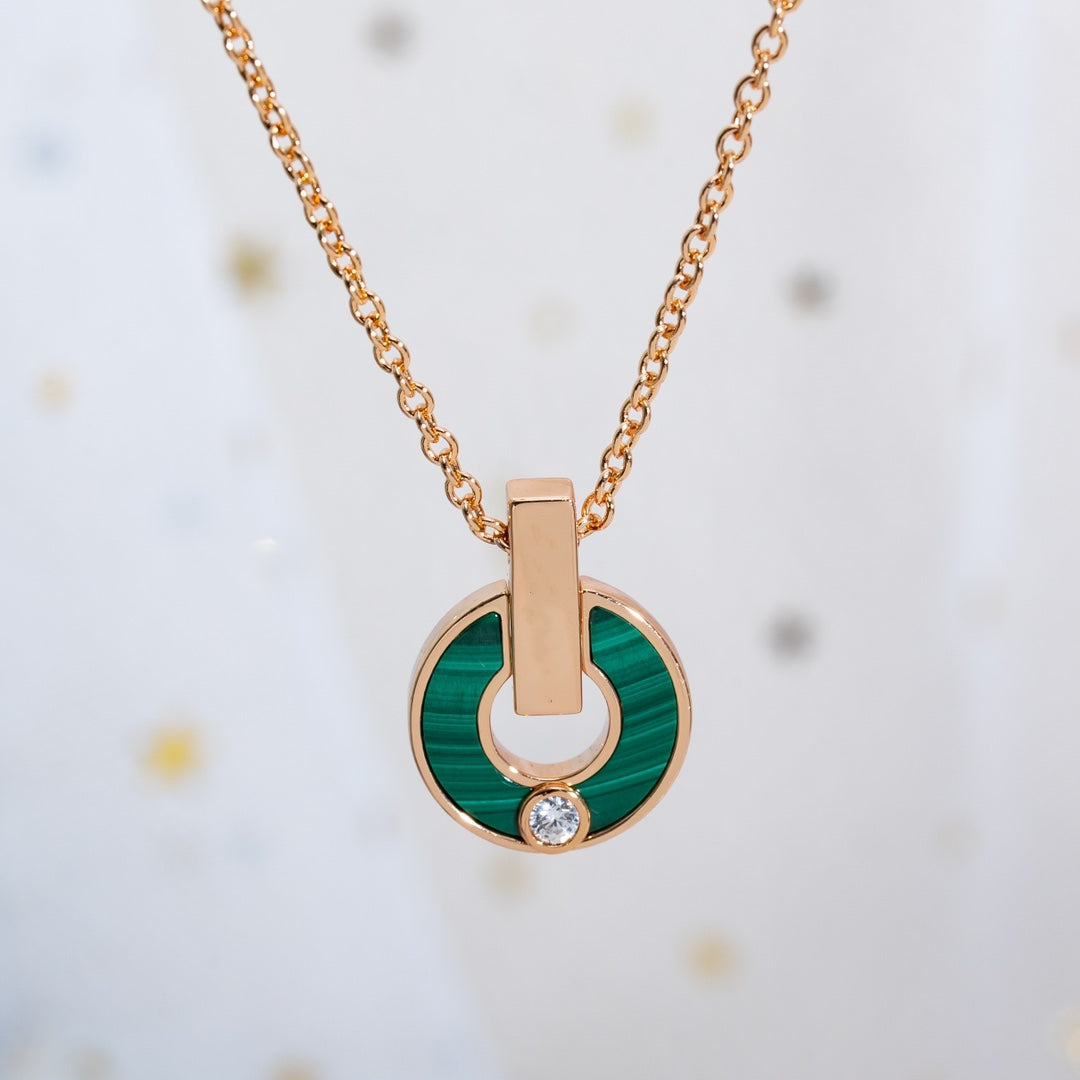 [Glow Jewelry]GARI NECKLACE PINK GOLD MALACHITE