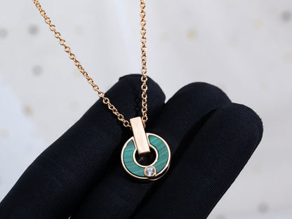 [Glow Jewelry]GARI NECKLACE PINK GOLD MALACHITE