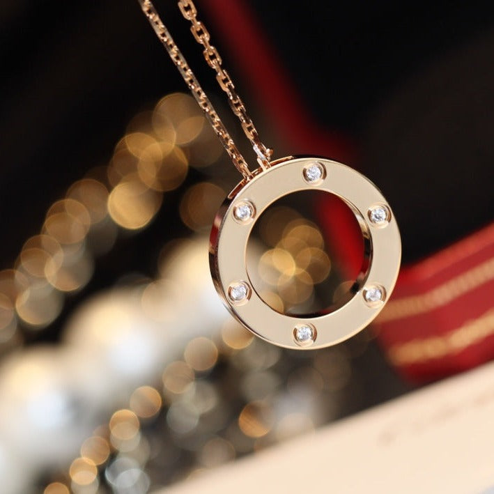 ¡®Glow Jewelry¡¯LOVE NECKLACE 16MM 6 DIAMONDS PINK GOLD