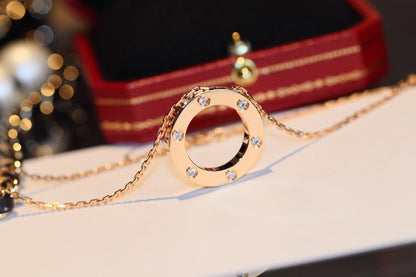 [Glow Jewelry]LOVE NECKLACE 16MM 6 DIAMONDS PINK GOLD