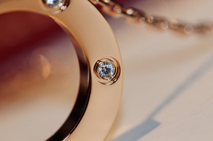 [Glow Jewelry]LOVE NECKLACE 16MM 6 DIAMONDS PINK GOLD