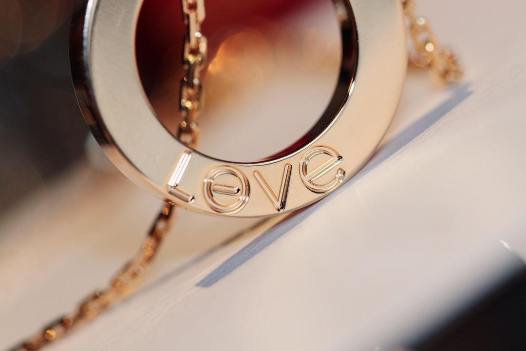 [Glow Jewelry]LOVE NECKLACE 16MM 6 DIAMONDS PINK GOLD