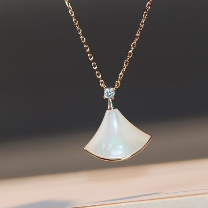 [Glow Jewelry]DREAM NECKLACE WHITE MOP PINK GOLD 1 DIAMOND