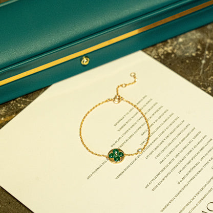 [Glow Jewelry]SUN MALACHITE 1 DIAMOND PINK GOLD BRACELET