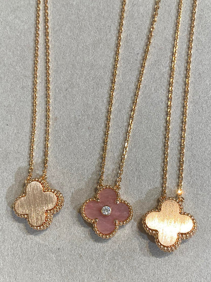Glow Jewelry 『CLOVER 15MM DIAMOND RHODONITE NECKLACE』